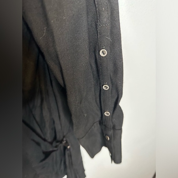 Helmut Lang Black Fold Over Draped Viscose-Blend Top long sleeve size small - Picture 7 of 12
